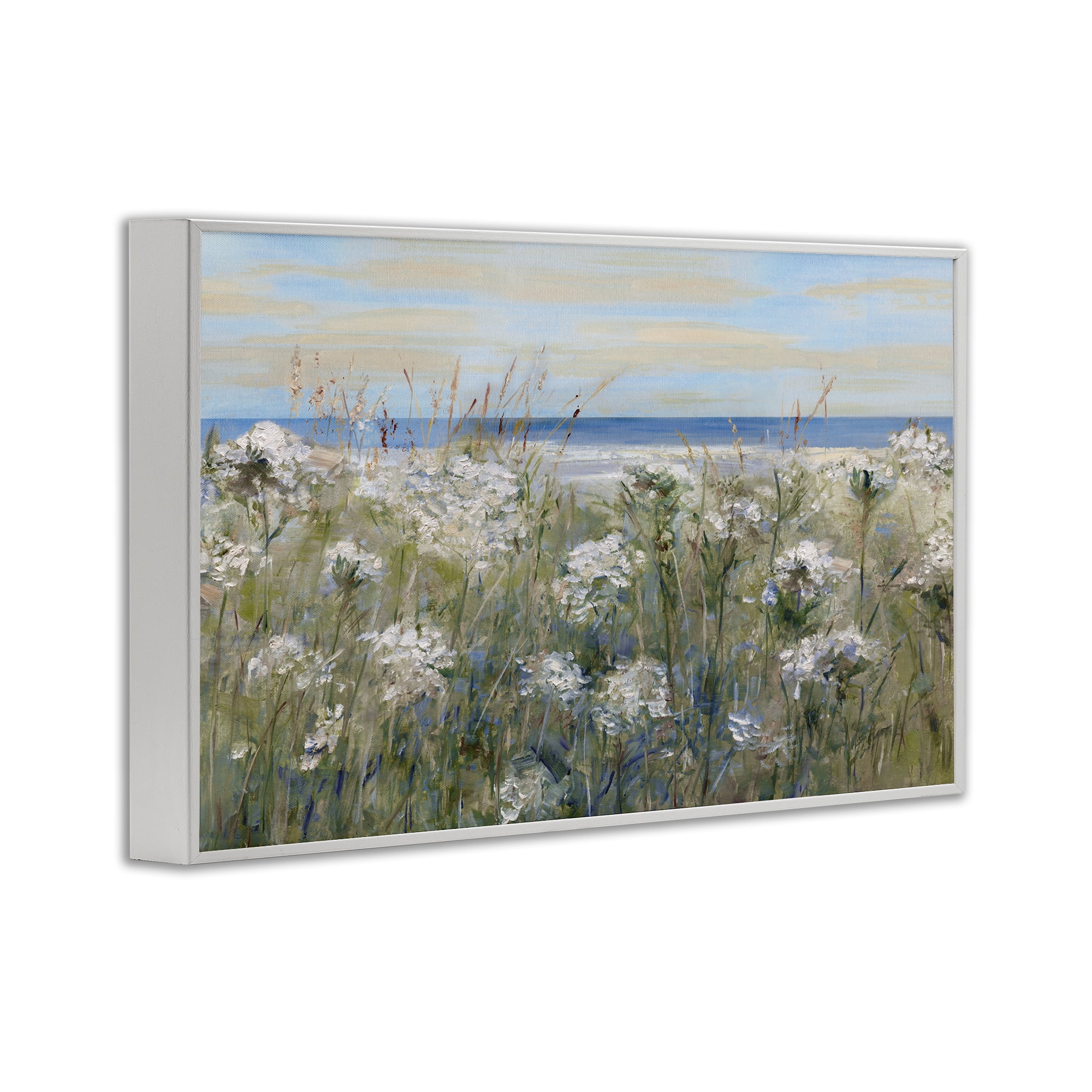 Stupell Industries Impressionist Seaside Meadow White Framed Giclee Art, design by Sally Swatland