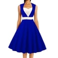 thumbnail image 1 of Robes pour Femmes 2024 Été Robe Ample Couleur Contrastée Sans Manches Col en V Robe Aguichant 50 % de Réduction!, 1 of 4