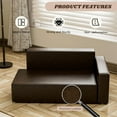 thumbnail image 4 of Pefilos 31" Modern Dog Sofa Bed, Stylish PU Leather Pet Furniture Sofa, Cat Couch for Cats and Small Animals, Brown, 4 of 7