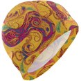 thumbnail image 1 of FYBTO Swimming Cap Yellow Peacock and Feathers Unisex Adult FYBTO Polyester, 1 of 4