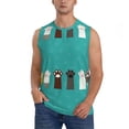 thumbnail image 2 of Goofa Cute Cat Paw And Dog Printed Men's Sleeveless T-Shirt - Athletic Gym Workout Tank Top for Men - Moisture-Wicking, UPF 30+ Quick-Dry Muscle Tee-Small, 2 of 8