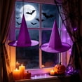 thumbnail image 4 of Halloween Hanging Witch Hat Decoration,Witch Hat Ornament for Fireplace Porch Indoor Outdoor Halloween Party 14.17x14.96 Inch,Purple, 4 of 6