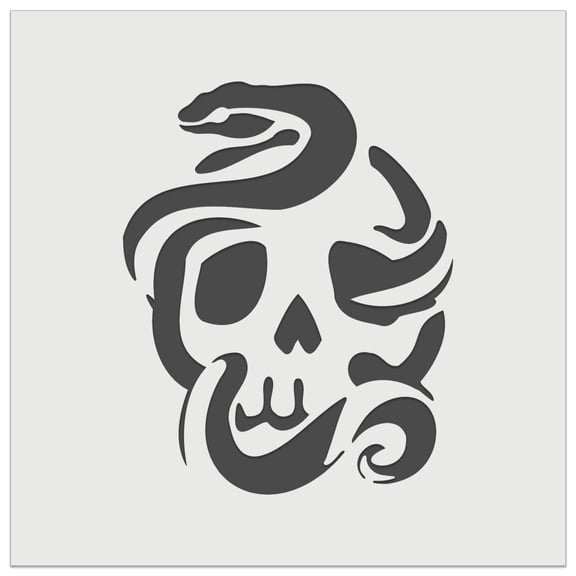 Sinister Skull with Snake Serpent DIY Cookie Wall Craft Stencil - 5.5 Inch