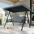 thumbnail image 2 of Costway 3-Seat Patio Swing Chair with Adjustable Canopy Thickened Cushions Pillow Gray, 2 of 10