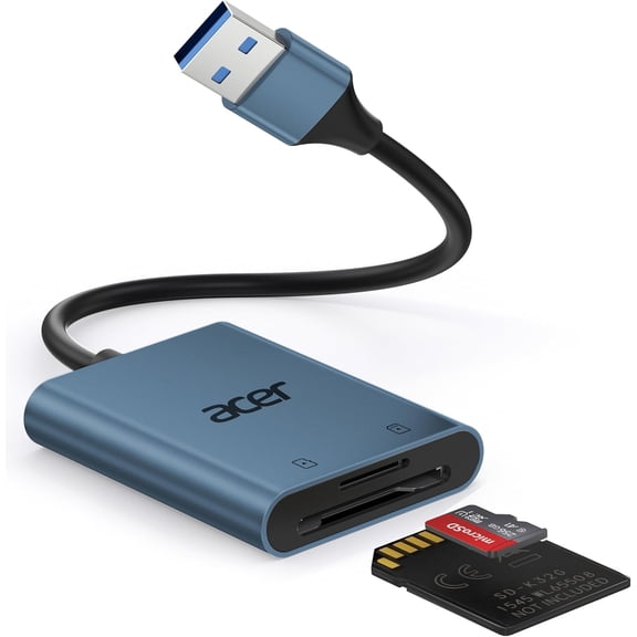 SD Card Reader, USB A 3.0 to Micro Memory Card Reader, Aluminum Dual Slot SD to USB Adapter for Computer, PC, Laptop and Type A Devices, Compatible with SD/Micro SDXC/SDXC/SDHC/MMC/TF Cards