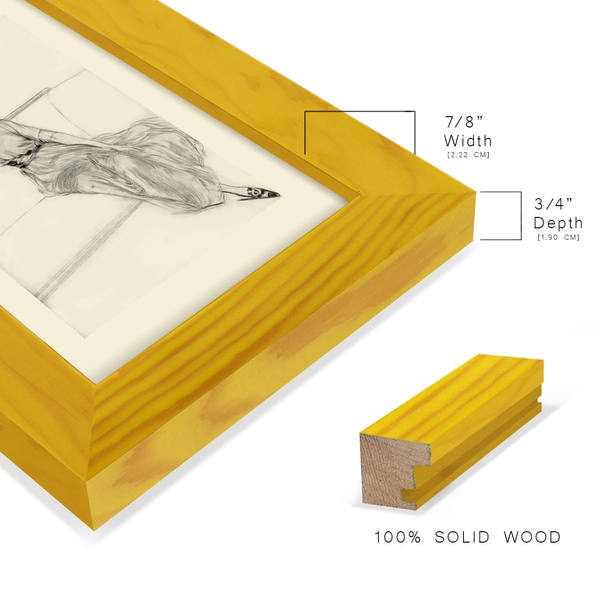 Feather Hat I -Framed Print w/glass-Sunflower Yellow