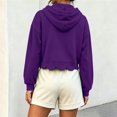 thumbnail image 4 of Cropped Hoodie Women Casual Elegant Cute Scalloped Hem Crop Sweatshirts Long Sleeve Drawstring Pullover 2026 Fall Soft Lightweight Hooded Tops Daily Travel Outfits, Purple M, 4 of 9