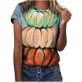 thumbnail image 1 of Camiseta de manga corta con cuello redondo para mujer, estampado de Halloween, informal, con estampado de blusa Pompotops hfajkhk140130, 1 of 6