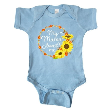 

Inktastic My Mama Loves Me with Sunflower Wreath Gift Baby Boy or Baby Girl Bodysuit