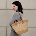 thumbnail image 2 of Pleneal Straw Bag For Women, Summer Straw Beach Handbags Large Shoulder Purses Woven Tote Bag,White Stripes, 2 of 7