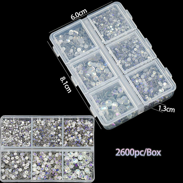 Mixed Sizes 6 Grid Box Indicolite AB Glass HotFix Rhinestones For Clothing  DIY