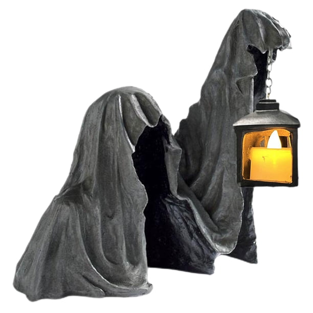 Decoración de mensajero de bruja Estatua de luz fantasma de Halloween con tema de festival de linterna para suministros de fiesta en casa