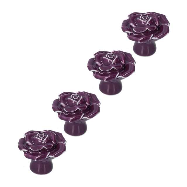 Poignée de Porte, Poignée d'Armoire Durable en Forme de Rose Exquise pour Maison pour Salon Blanc, Rose, Violet