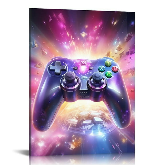 Nawypu NEW VERSION Video Gamer Room Wall Art Decor Framed Gaming Canvas Wall Art Painting for Boys Room, Colorful Game Buttons Gamepad Posters Pictures Prints for Gamer Playroom Ready to Hang