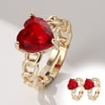 thumbnail image 4 of Exquisito y elegante anillo de corazón con incrustaciones de oro y cobre para mujer, estilo europeo y moderno. Anillo de corazón ajustable y abierto (2 unidades)., 4 of 8