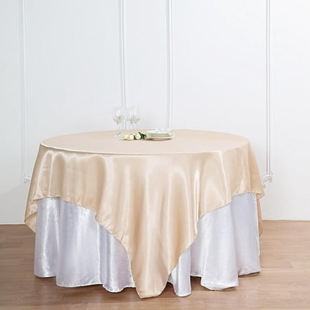 

BalsaCircle 90 x 90 Beige Square Satin Table Overlays Wedding Party Tablecloth Catering