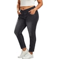 thumbnail image 2 of Plus Size Skinny Jeans for Women Crossover Elastic Stretch Waist Skinny Full Length Denim Pants with Pockets High Waisted Stretchy Denim Pants, 2 of 6