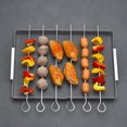 thumbnail image 2 of Juego de brochetas de brochetas para barbacoa de acero inoxidable, 6 palitos de brochetas de 12 "con parrilla grande plegable, evita que las brochetas se peguen a la rejilla de la parrilla, 2 of 5