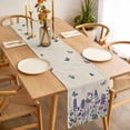 thumbnail image 3 of Purple Floral Table Runner - 72 Inch Long, Kitchen Dining Table Runner Dresser Scarves, Spring Lavender Daisy Butterflies Botanical Beige Farmhouse Decor for Coffee Tables Wedding Party Banquet, 3 of 8