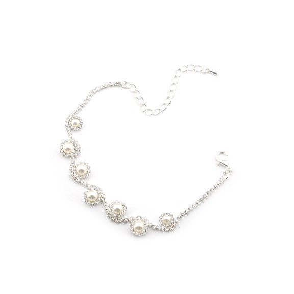 Wedding Bracelet Silver Plating Faux Pearl Link Bracelet