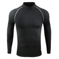 thumbnail image 1 of Styesk Mens Shirts Men's Splice Exercise Close-fitting High Resilience Round Neck Long Sleeved, 1 of 2