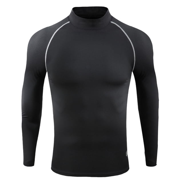 Styesk Mens Shirts Men's Splice Exercise Close-fitting High Resilience Round Neck Long Sleeved