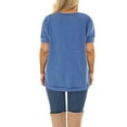 thumbnail image 6 of LANREMON Oversized Flowy Short Sleeve T Shirts for Women Summer Casual Plus Size Crew Neck Tunics Tops Blouses Blue, 6 of 6