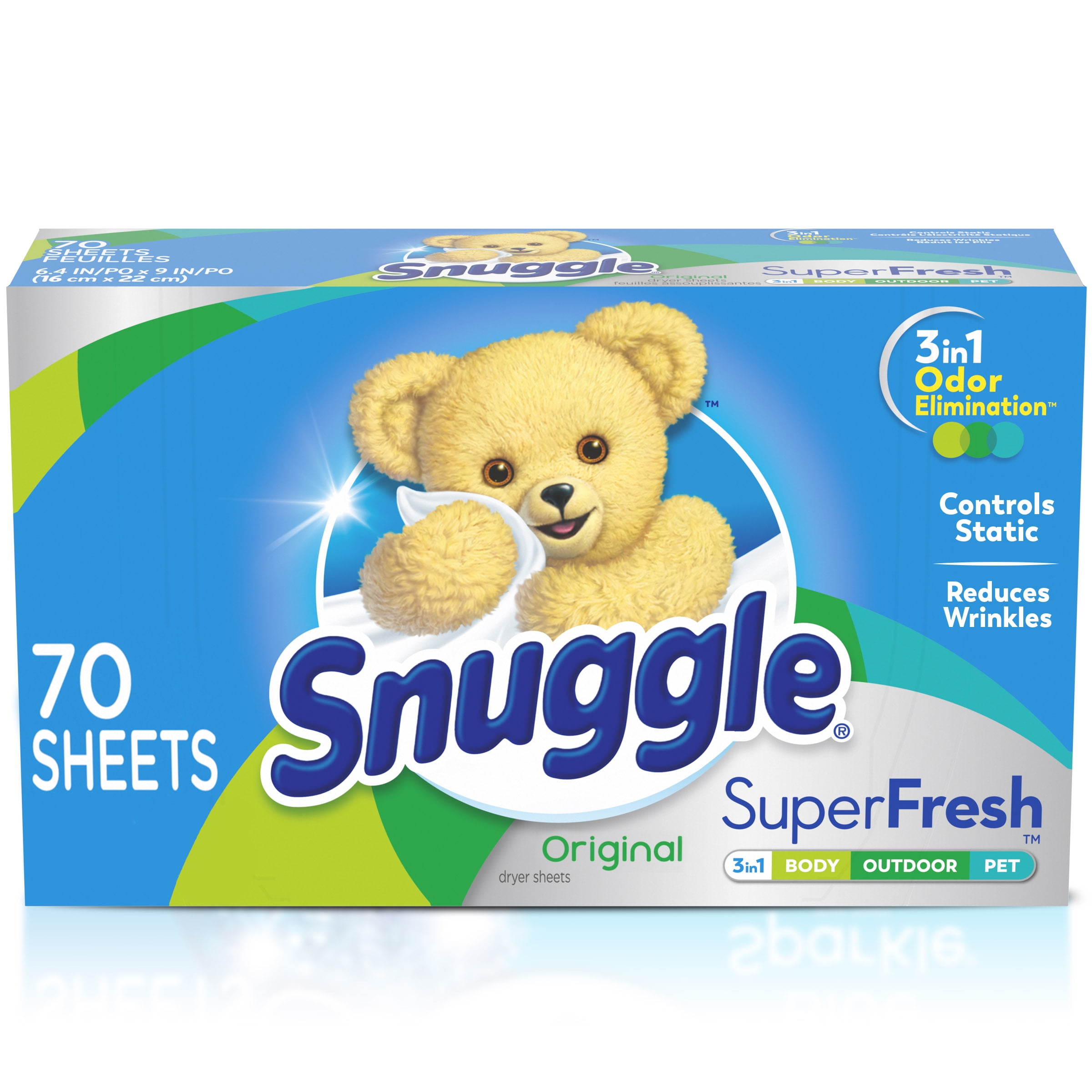 Snuggle Plus SuperFresh Fabric Softener Dryer Sheets with Static Control and Odor Eliminating Technology, Original, 70 Count