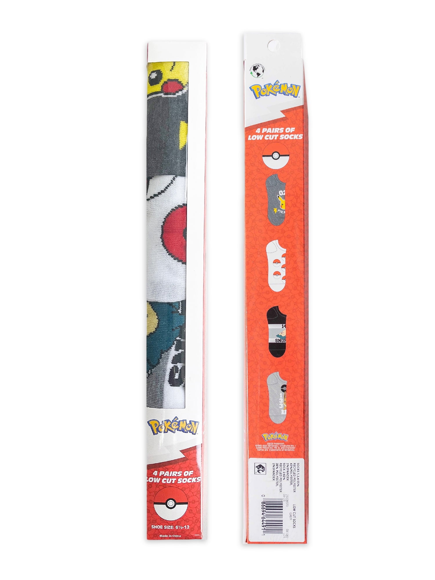 Pokemon, Men's Low Cut Socks Mystery Gift Box, 4-Pack, Size 6.5-12 