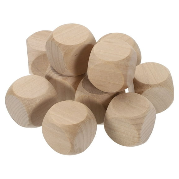 Uxcell 10 Pack Blank Wooden Dice, 30mm/1.18inch Unfinished Wooden Cube Rounded Corners Square Block for DIY Craft Projects