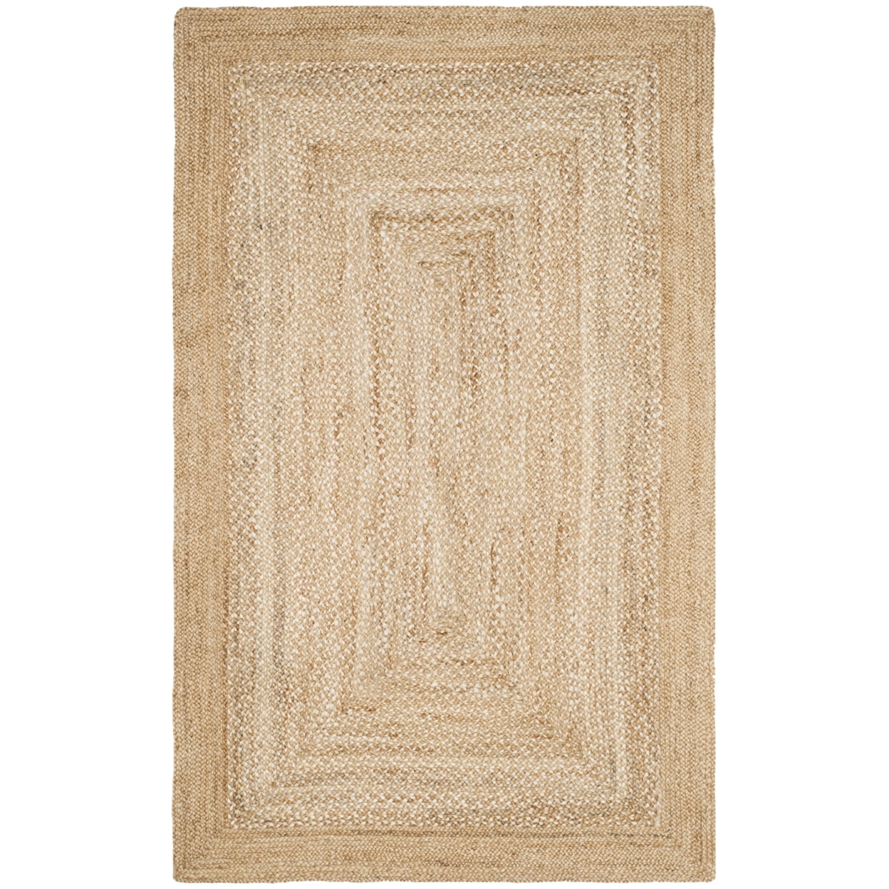 SAFAVIEH Natural Fiber Leo Geometric Braided Jute Area Rug, Natural/Ivory, 4' x 6'