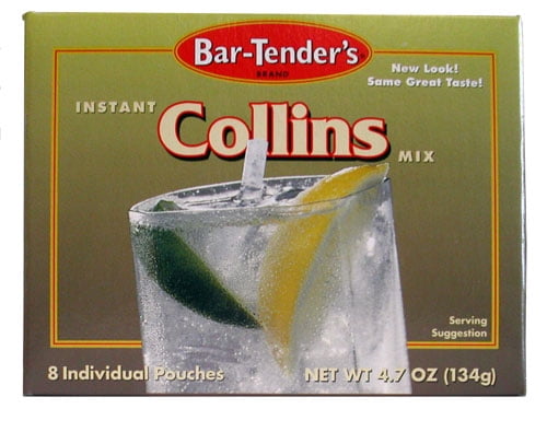 Bar-Tender's Collins Instant Cocktail Mix Case of 12 Boxes 96 Pouches by