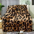 thumbnail image 2 of Brown Leopard Throw Blanket, Cheetah Print Blanket, Cozy Soft Blanket, Lightweight Fluffy Fuzzy Warm Plush Flannel Blanket, Fleece Blanket for Couch, Bed, Sofa, Leopard Print Gifts, 50"x60", 2 of 3