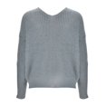 thumbnail image 3 of Gibobby Sueter para mujer invierno casual Suéter de punto irregular con hombros descubiertos y cuello en V para mujer con diseño de botón con de(Gris,Talla única), 3 of 4