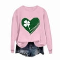 thumbnail image 4 of Guzom Womens Pink Festive St. Patrick's Day Sweatshirt - Four-Leaf Clover Heart Graphic Soft 100% Polyester Crew Neck Loose Fit S-XXL,Size M, 4 of 7