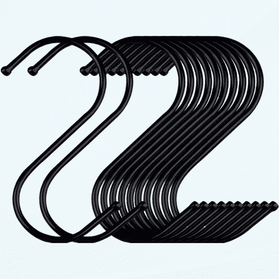 S Hooks for Hanging, 30-Pack S Shaped Hook Heavy Duty Hanging Hooks for Pots, Pans, Plants, Bags, Cups, Clothes, 3.5 Inch Metal (Black)