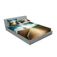 thumbnail image 2 of Ambesonne Landscape Fitted Sheet & Pillow Sham Set, Roads Travel Clouds, Full, Brown Teal, 2 of 2