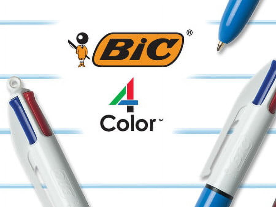 BIC 4-Color Shine Ballpoint Pen, Pink Barrel, Medium Point (1.0mm), Assorted Inks, 3 Count