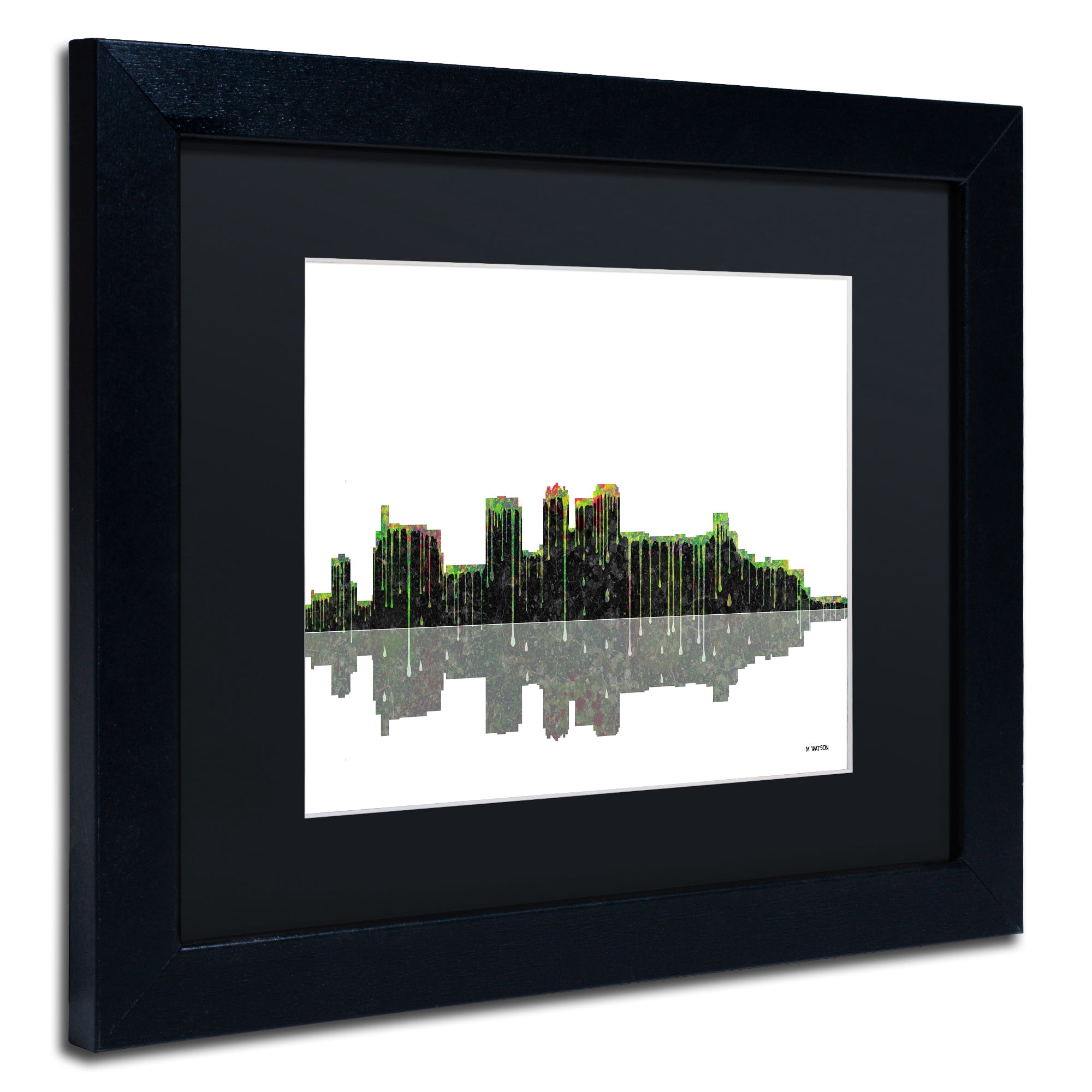 Trademark Fine Art "Birmingham Alabama Skyline II" Canvas Art by Marlene Watson Black Mat, Black Frame