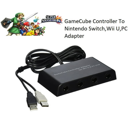 Gamecube Controller Adapter. Super Smash Bros Switch Gamecube Adapter for WII U & PC. Support Turbo and Vibration Features. No Driver and No Lag-Gamecube Adapter