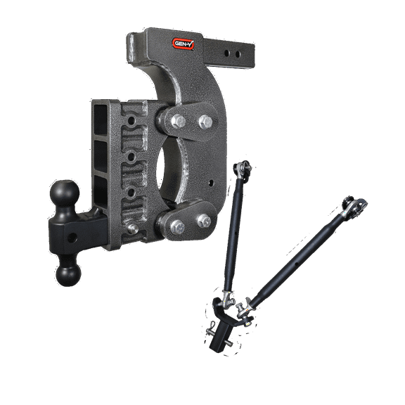 GEN-Y GH-1514 The BOSS TORSION-FLEX Adjustable 15" Drop Hitch with GH-061 Dual-Ball, GH-0101 Stabilizer Kit for 2.5" Receiver - 21,000 LB Towing Capacity - 2,400 LB Tongue Weight
