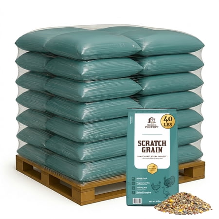 Chicken Scratch Grain for Chickens, Ducks & Turkeys, Natural 3-Grain Scratch Feed Treat, Made in USA, Foraging & Energy Support, 2000 lbs