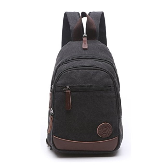 mini black canvas backpack