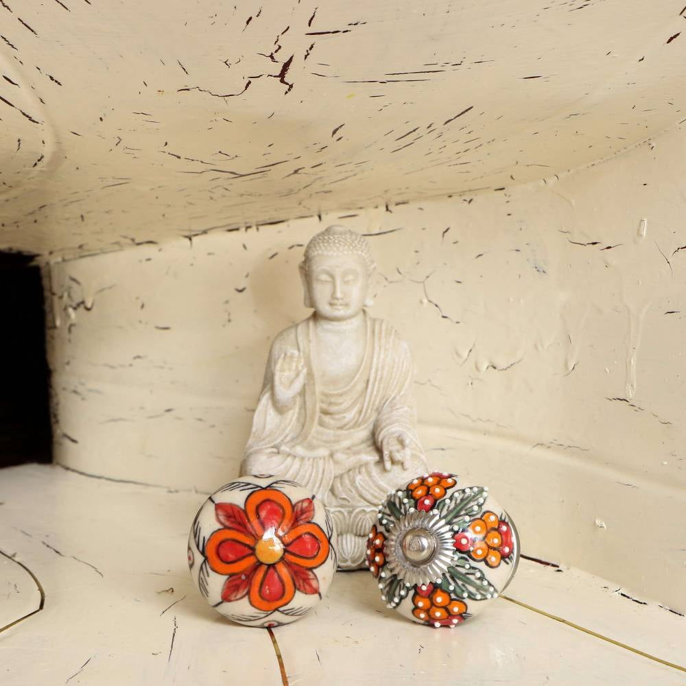 Set of Six Gypsy Ceramic Cabinet Knobs by Trinca-Ferro