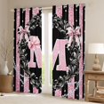 thumbnail image 2 of Homewish Fashion Initial M Letter Curtains Pack of 2 (42x84 Each), Princess Bowknot Ribbon Curtains Blackout, Pink Glitter Diamond Bedroom Curtains, Curtains and Drapes Home Decor, 2 of 6