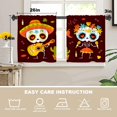 thumbnail image 5 of Golden Yellow Sugar Skull Kitchen Tier Curtains for Windows,Cartoon Calavera Dayof The Dead Blackout Valances Multilayer Polyester Window Treatments for Kitchen 2 Pack 26X24 Inches, 5 of 6