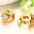 thumbnail image 1 of Women Girls CZ Flower Shape Small Huggie Hoop Solitaire Earrings, 1 of 1