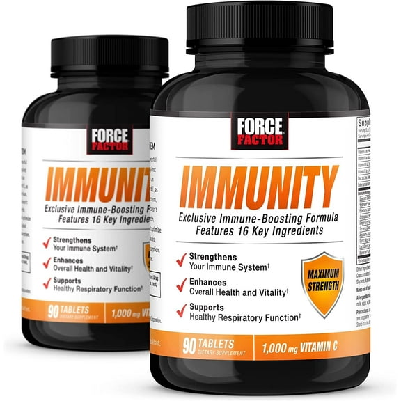 Force Factor Immunity, 2-Pack, Immune Support Booster with Elderberry and 1000mg of Vitamin C, Plus Vitamin D, Zinc, Probiotics, Antioxidants, and Echinacea for Immune Health Defense, 180 Tablets