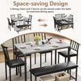 thumbnail image 3 of PORKISS Dining Table Set for 6, 6 Piece Dining Room Set with 4 PU Leather Chairs and Bench, Kitchen Table and Chairs Set with Storage Rack, Rectangular Dining Table Set for Apartment, Gray + Black, 3 of 9