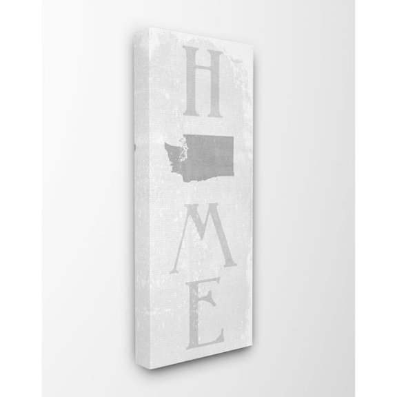 Stupell Industries Washington Home State Map Grey Textured Word Design Canvas Wall Art by Daphne Polselli